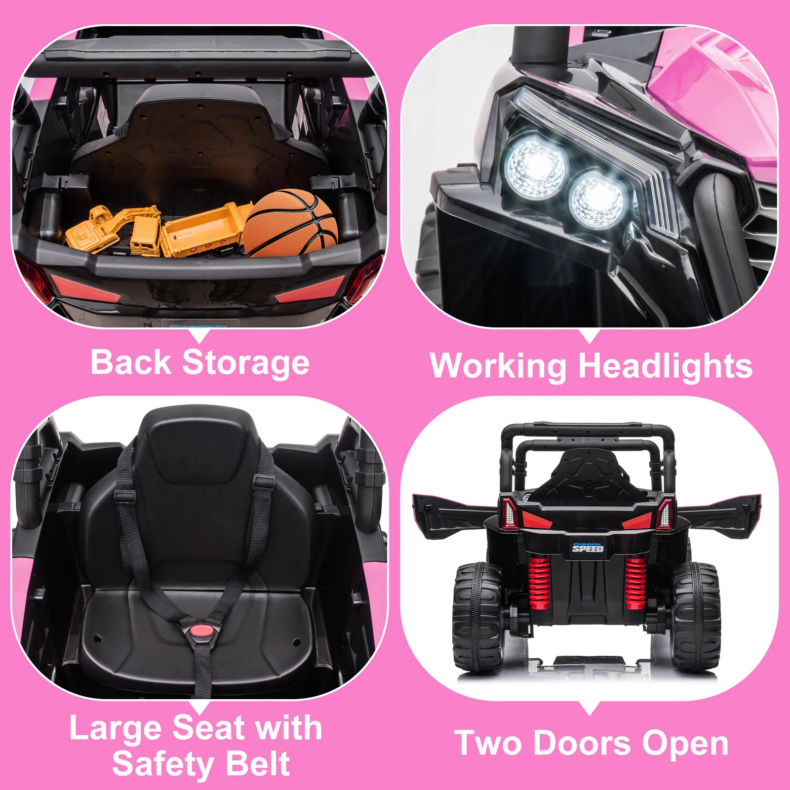12V Kids Electric Ride-On Truck UTV with Wide Seat and Remote Control - Image 22