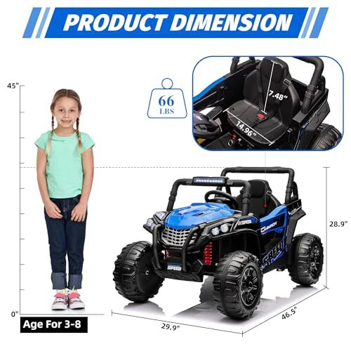 12V Kids Electric Ride-On Truck UTV with Wide Seat and Remote Control - Image 5
