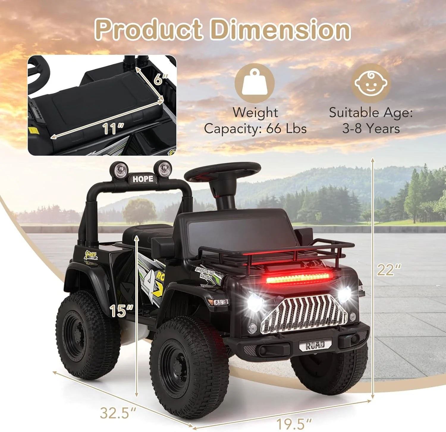 6V Battery-Powered Electric Ride-On Jeep Truck for Toddlers and Kids - Image 6