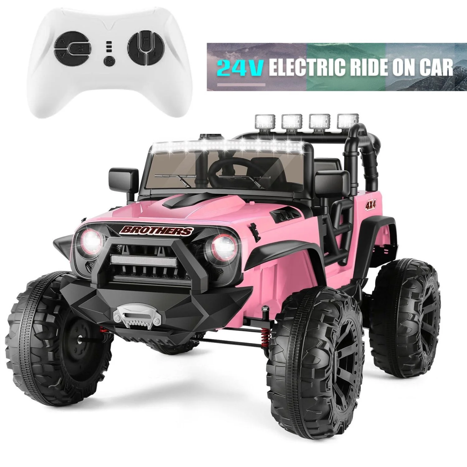 Kids Electric Ride-On Jeep Car 12V/24V with Remote Control, 3 Speeds, LED Lights, AUX and USB Ports - Image 2