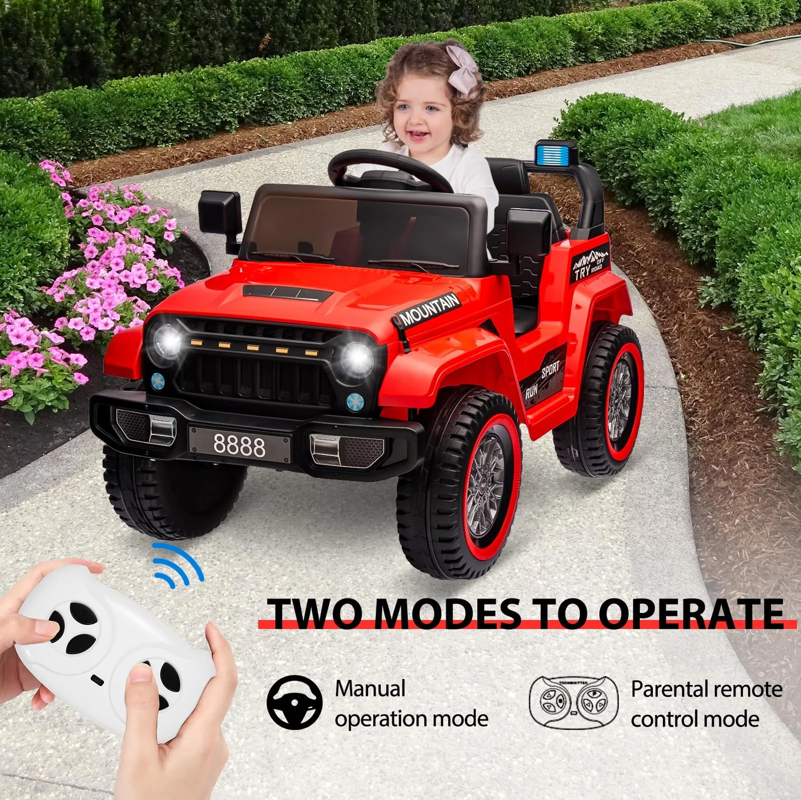 12V Kids Electric Ride-On Truck with 3 Speeds, LED Lights, Music, and MP3 Player - Image 4