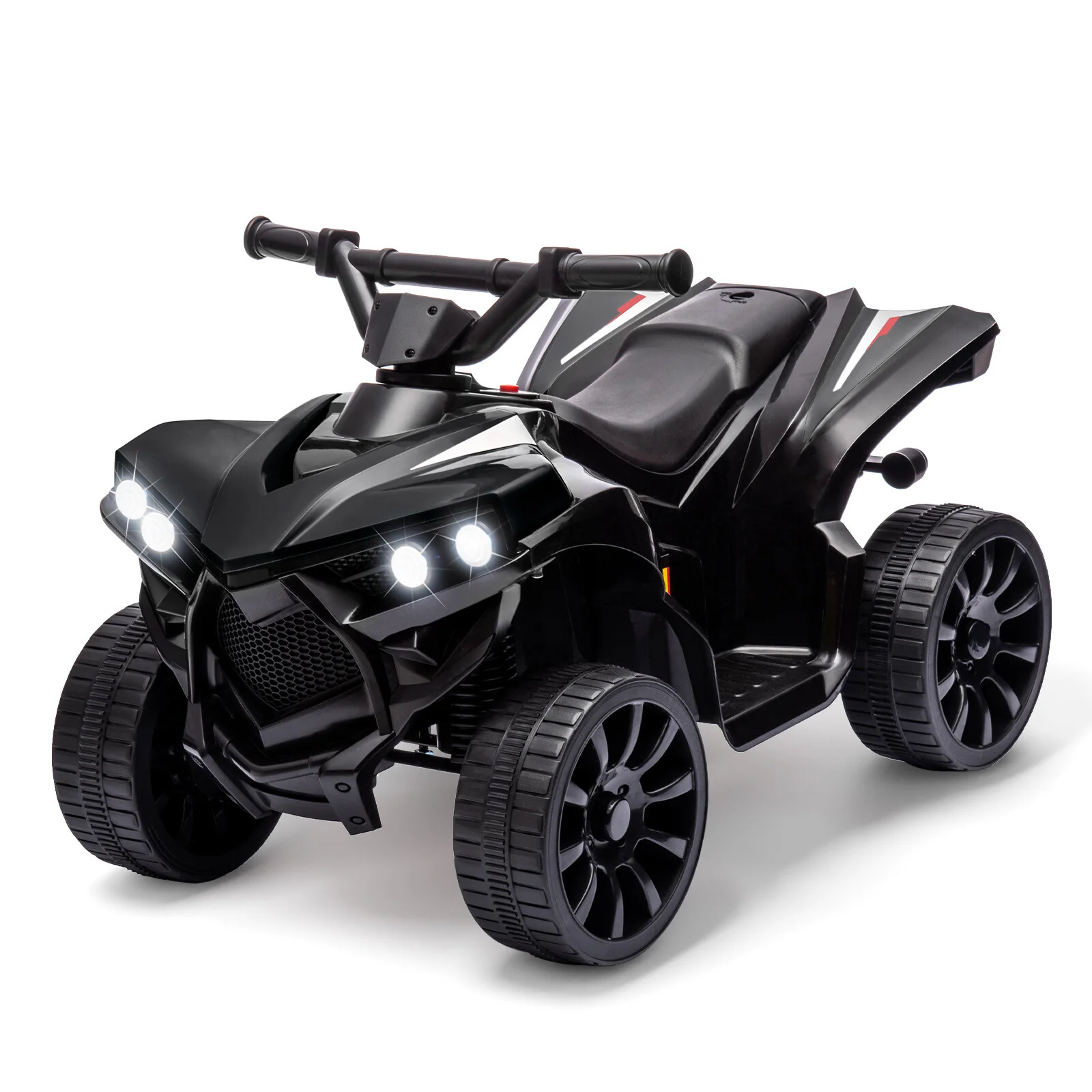 Kids Electric Ride-On ATV with Music and LED Lights, Black, 55lbs Capacity - Image 8