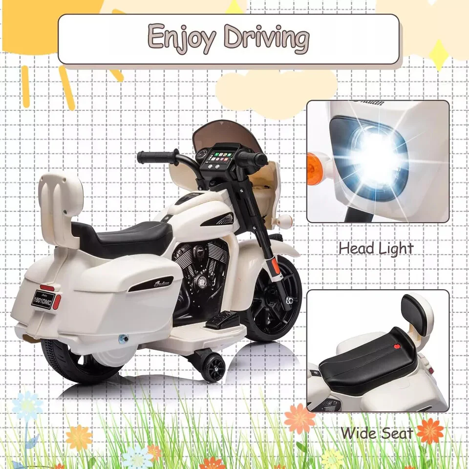6V Toddler Ride-On Motorcycle with Music and Headlight Gray for Ages 1-3 Years - Image 10
