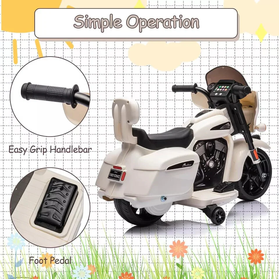 6V Toddler Ride-On Motorcycle with Music and Headlight Gray for Ages 1-3 Years - Image 6