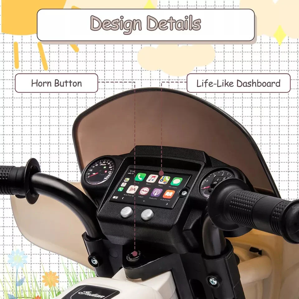 6V Toddler Ride-On Motorcycle with Music and Headlight Gray for Ages 1-3 Years - Image 7