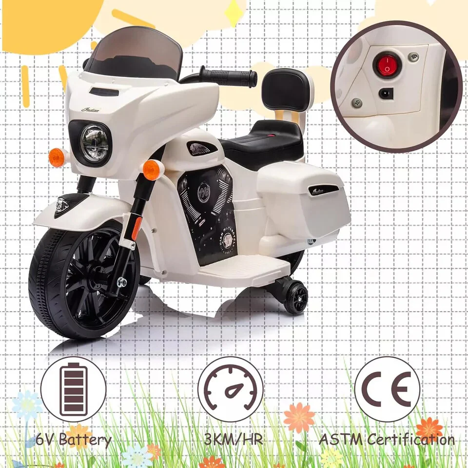 6V Toddler Ride-On Motorcycle with Music and Headlight Gray for Ages 1-3 Years - Image 8