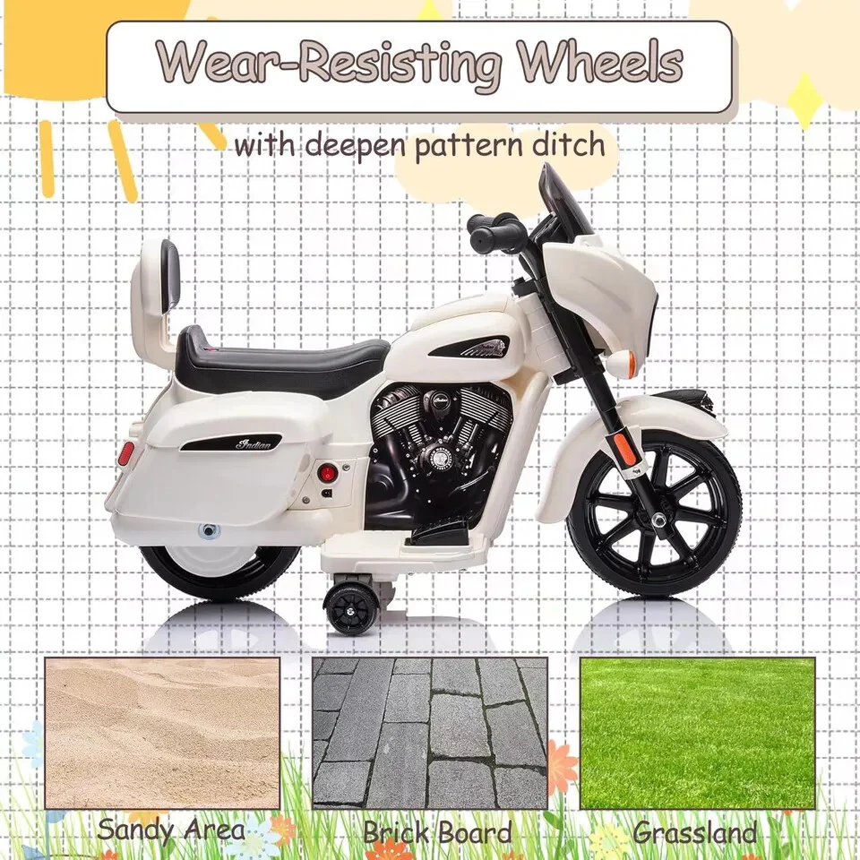 6V Toddler Ride-On Motorcycle with Music and Headlight Gray for Ages 1-3 Years - Image 9
