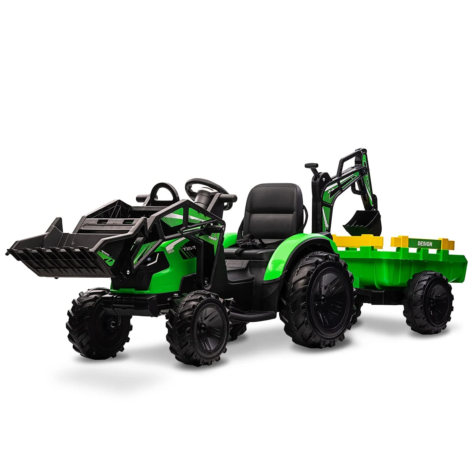 Ride-On Tractor and Construction Vehicle Toys with Remote Control and 3-Speed Settings - Image 2
