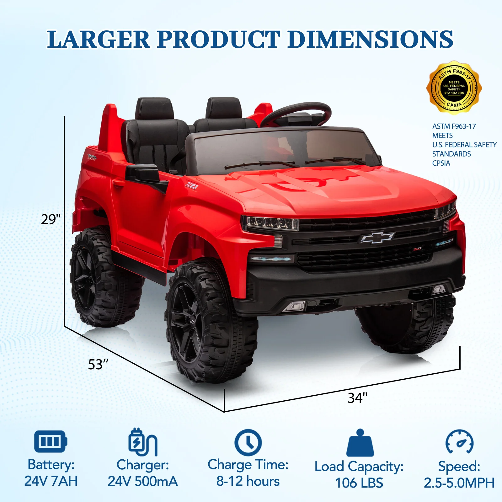 24V 2-Seater Ride-On Truck with Remote Control and 4-Spring Suspension - Image 7