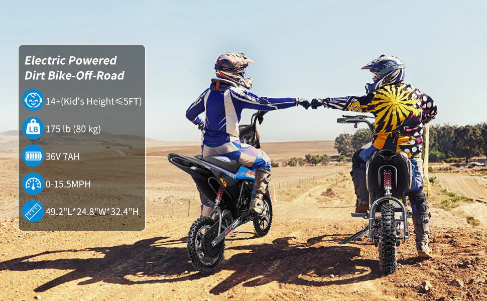 36V Battery-Powered Off-Road Dirt Bike for Kids with Headlight - Image 11