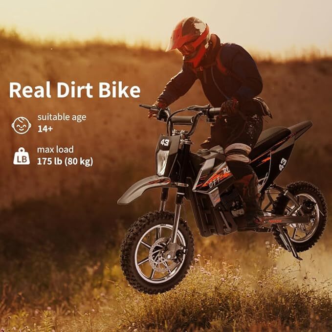 36V Battery-Powered Off-Road Dirt Bike for Kids with Headlight - Image 6