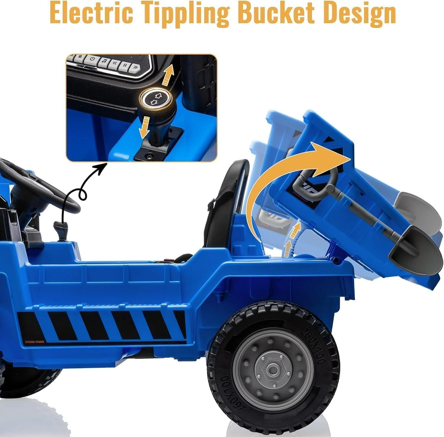 12V Kids Electric Ride-On Dump Truck with 4 Wheels and Remote Control - Image 10