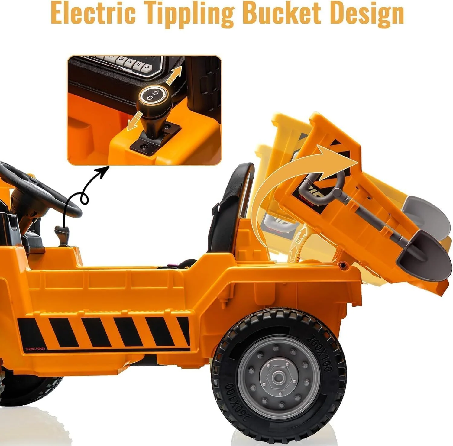 12V Kids Electric Ride-On Dump Truck with 4 Wheels and Remote Control - Image 16
