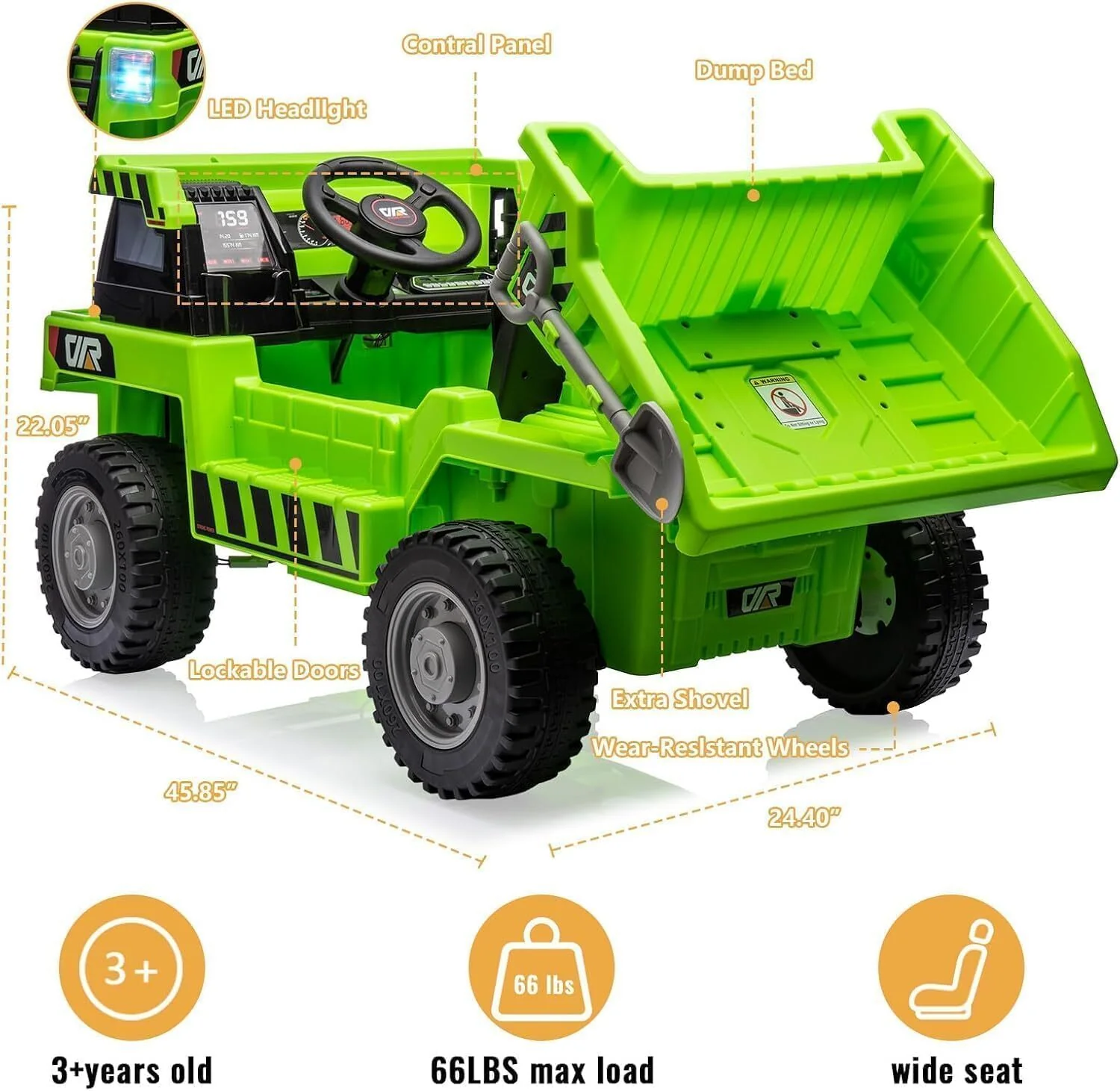 12V Kids Electric Ride-On Dump Truck with 4 Wheels and Remote Control - Image 19
