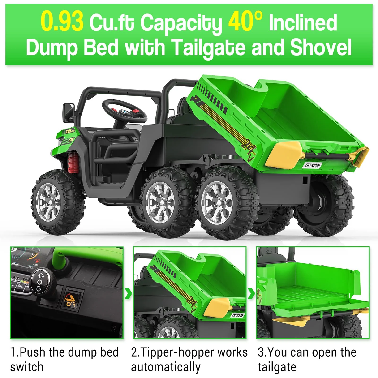 Electric Ride-On Dump Truck with Remote Control 4WD UTV for Kids - Image 4