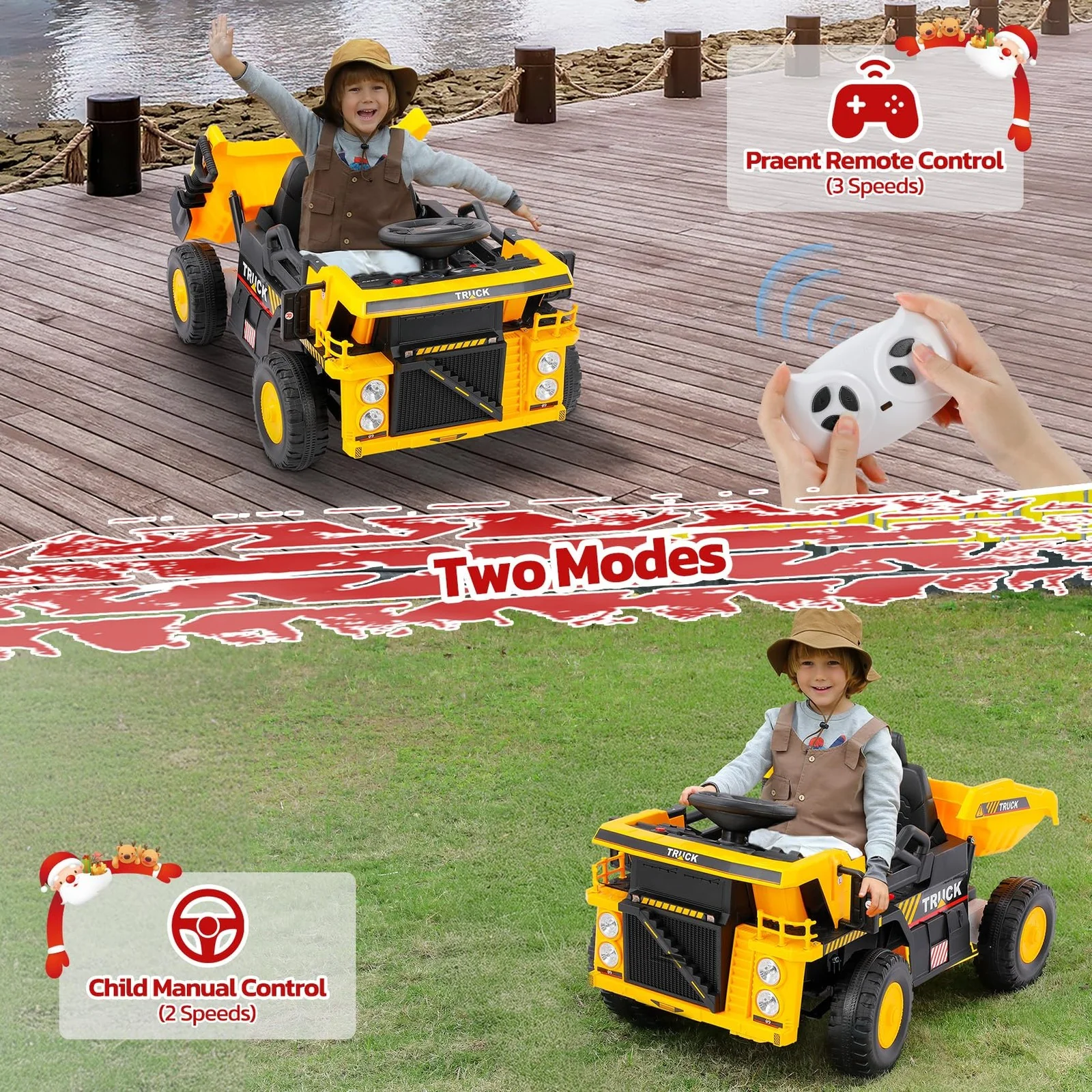 12V Ride-On Dump Truck Toy for Kids with Functional Dump Bed and Shovel - Image 5