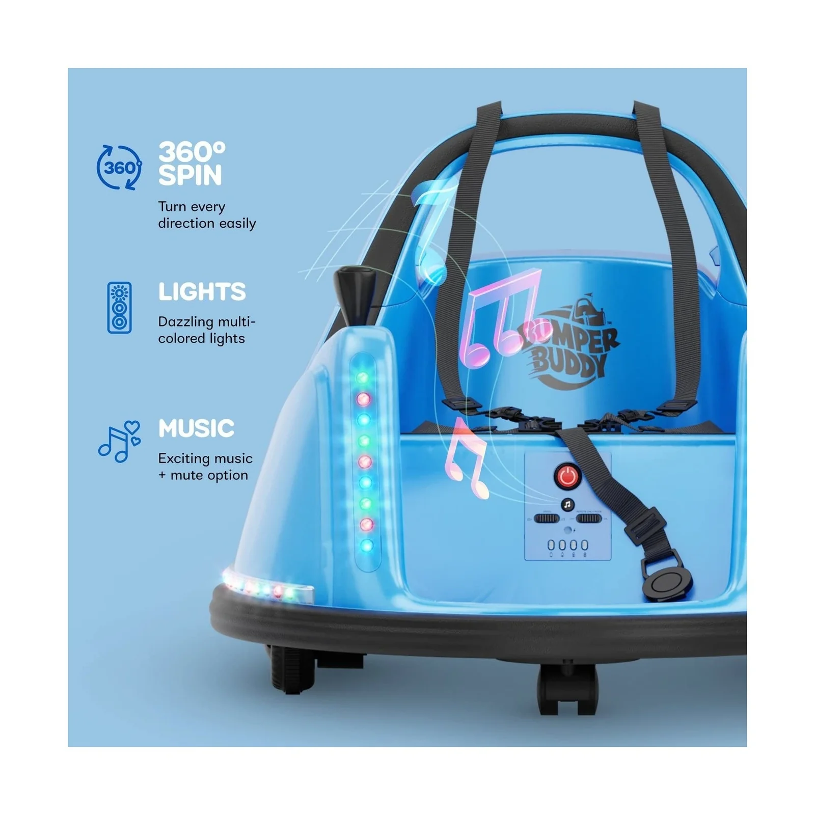 12V Electric Ride-On Bumper Car for Toddlers and Kids, 2-Speed, Ages 1-4 - Image 3