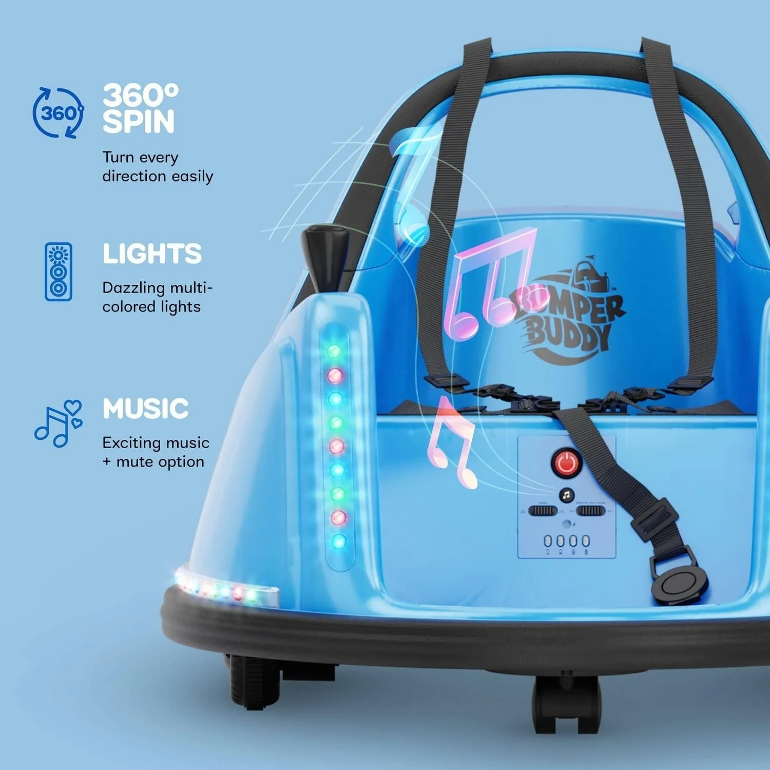 12V Electric Ride-On Bumper Car for Kids and Toddlers with 2 Speeds, Ages 1-5 Years - Image 3