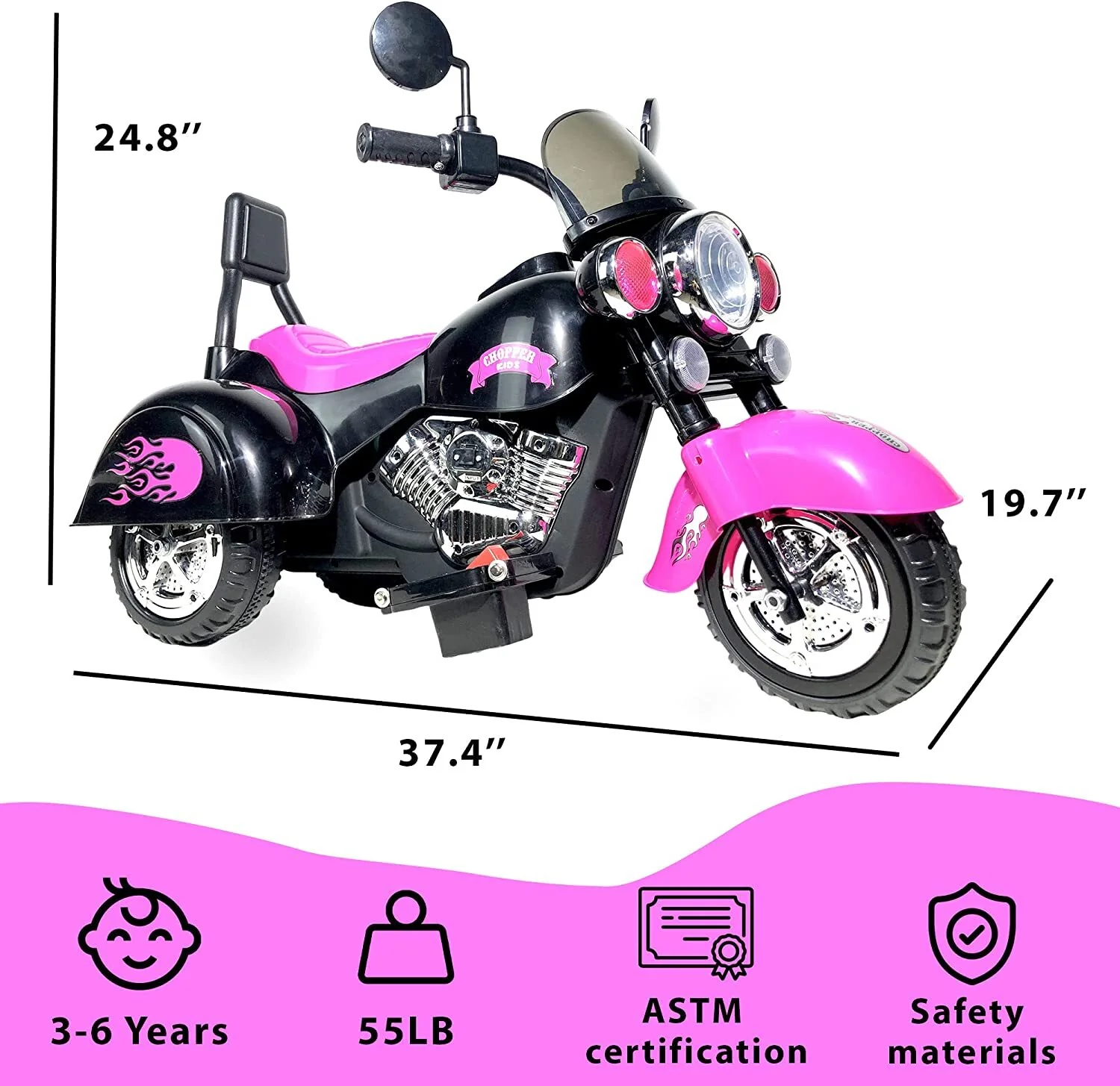 6V Rechargeable 3-Wheel Electric Ride-On Motorcycle for Kids with LED Headlights - Image 4