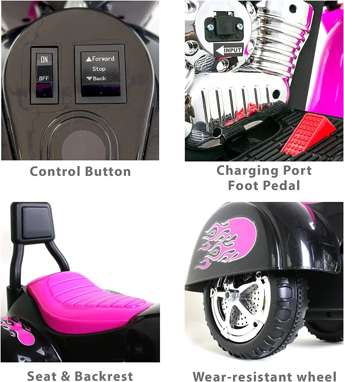 6V Rechargeable 3-Wheel Electric Ride-On Motorcycle for Kids with LED Headlights - Image 8