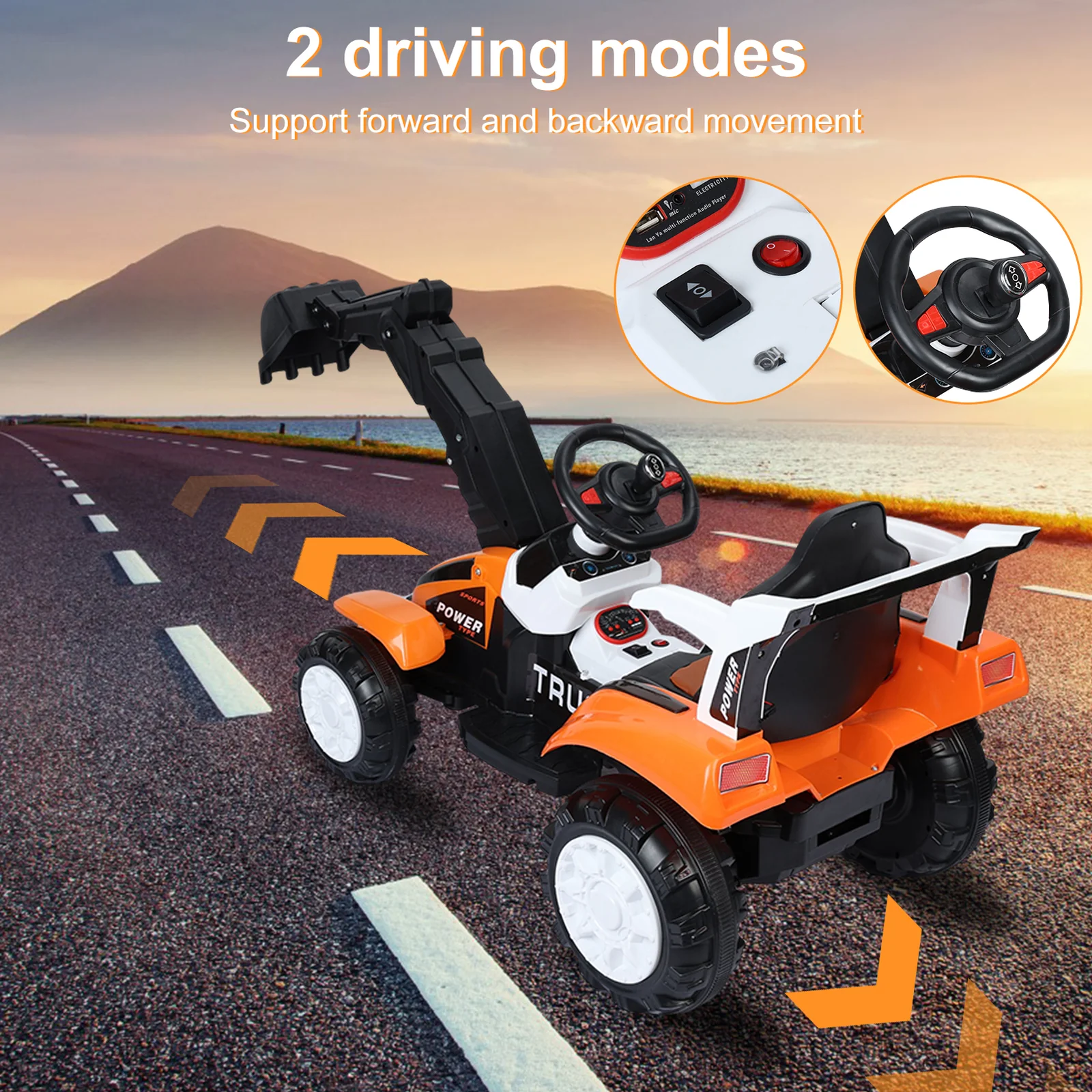 Battery-Powered Ride-On Excavator with Motorized Arm and Forward/Backward Movement - Image 2