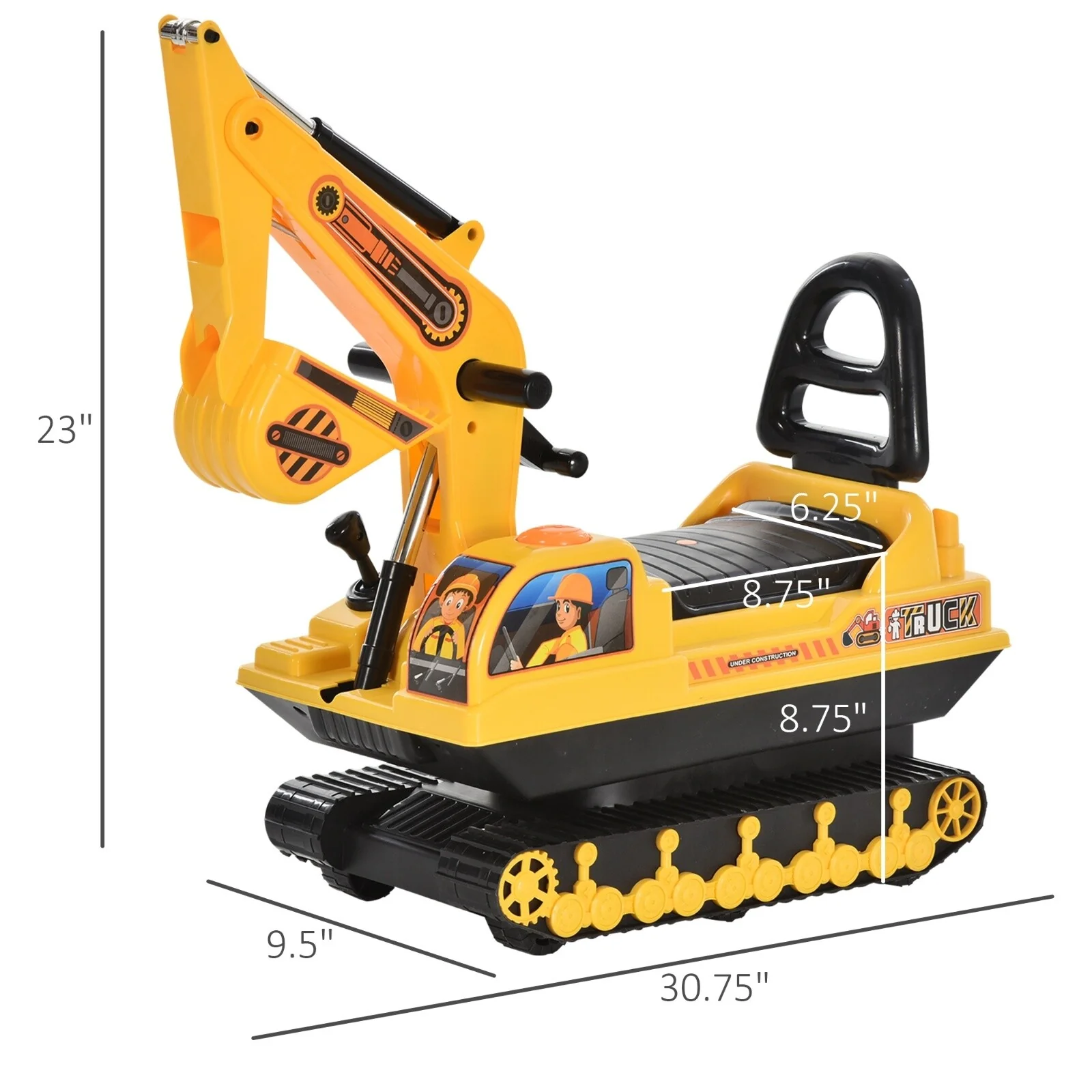 Ride-On Movable Excavator and Tractor Toy Scooter Walker for Pretend Play - Image 3