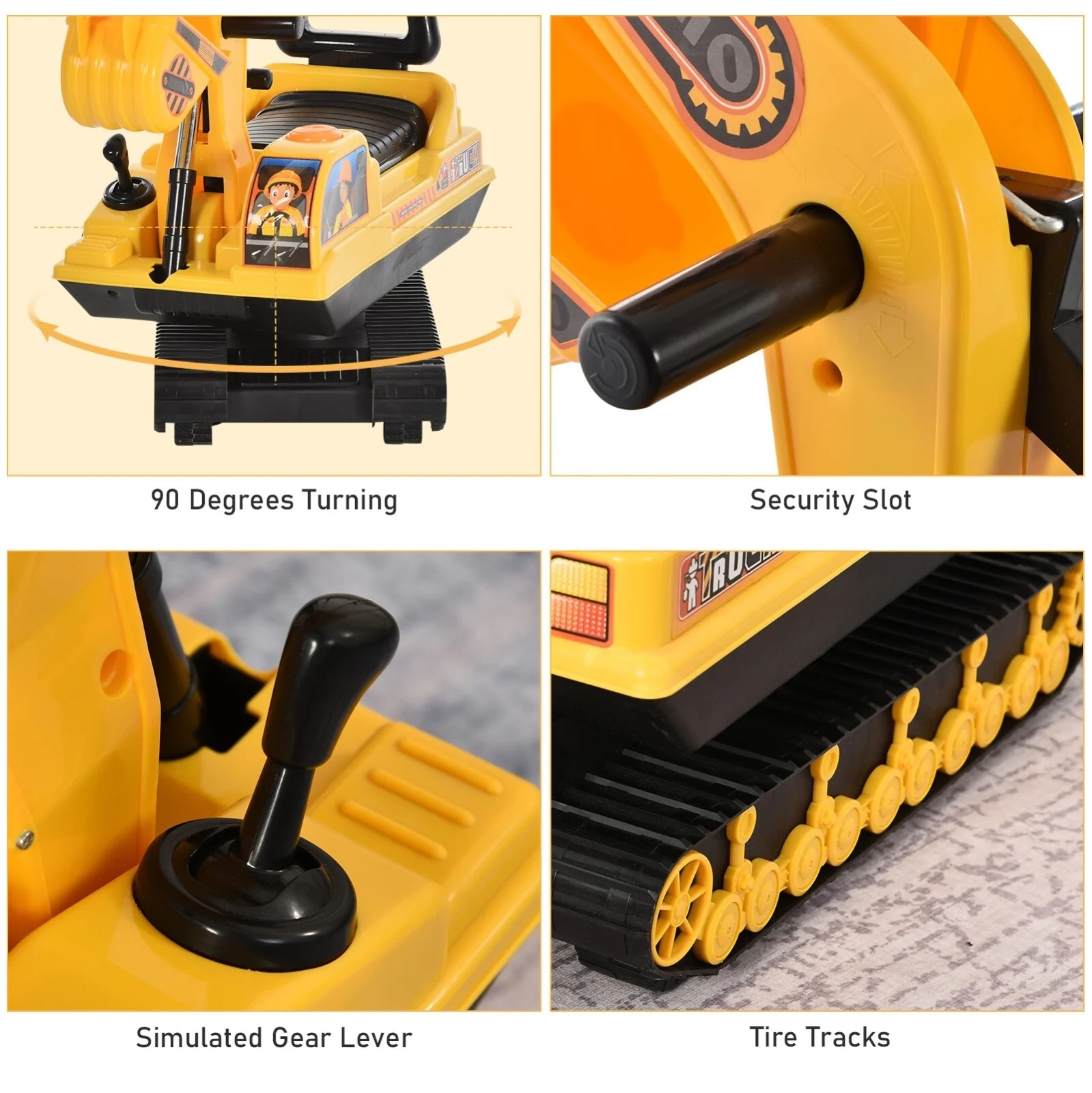 Ride-On Movable Excavator and Tractor Toy Scooter Walker for Pretend Play - Image 5