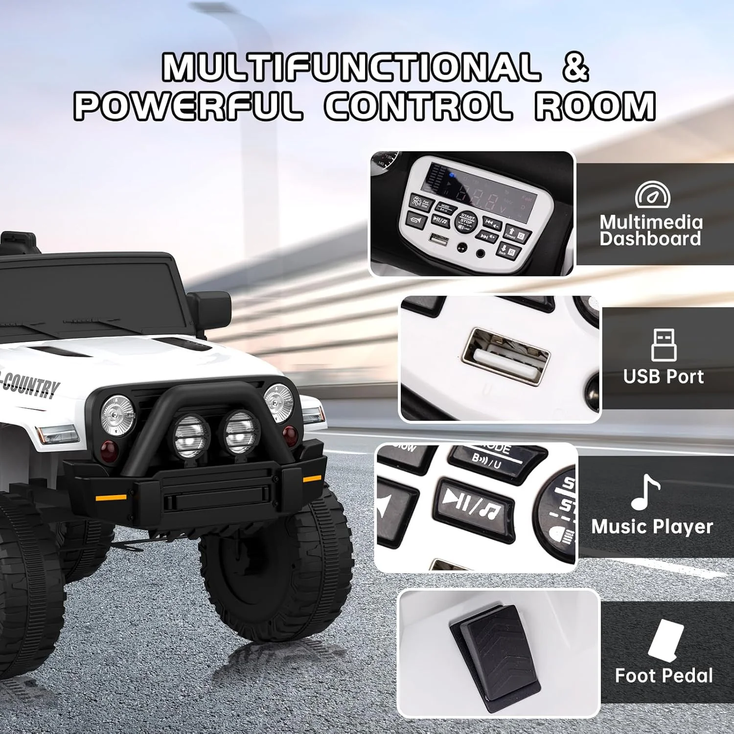 12V Battery-Powered Electric Ride-On Jeep Car for Kids with Remote Control Toy - Image 3