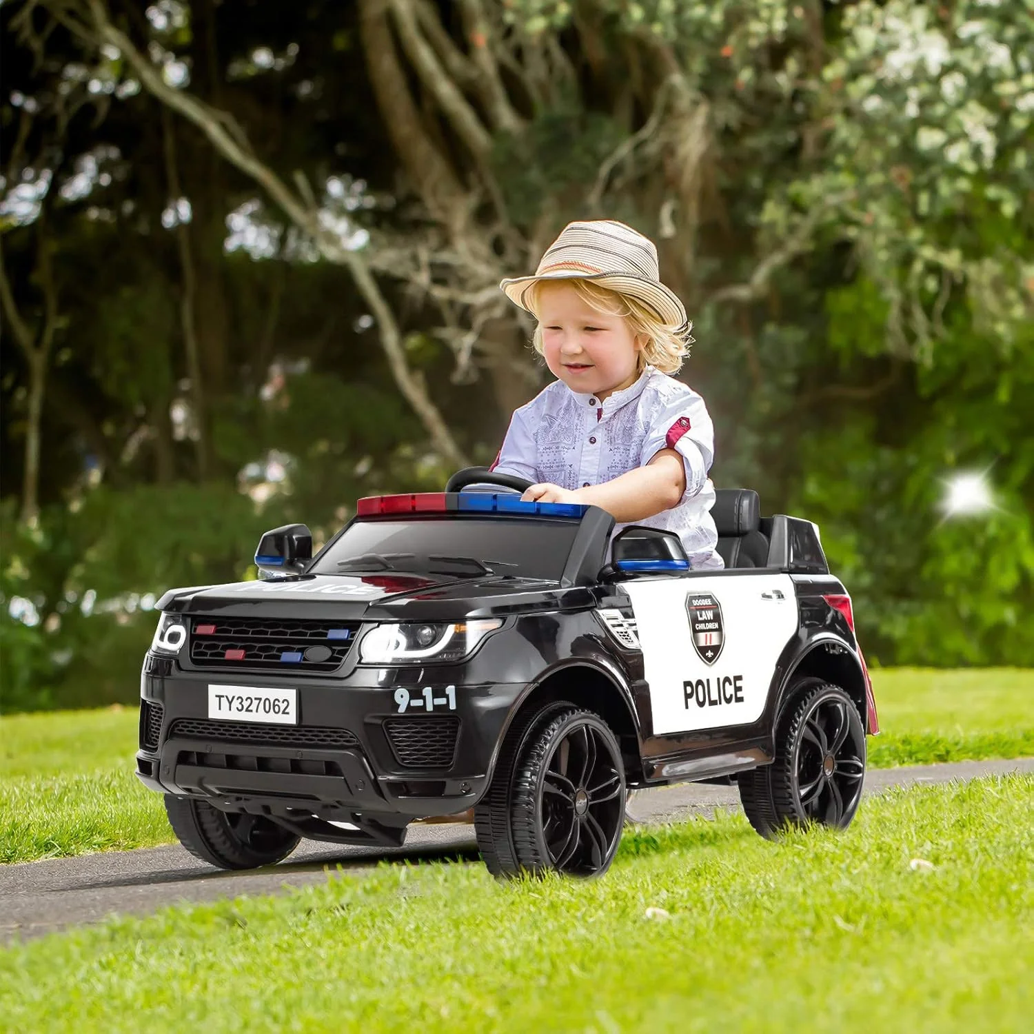 12V Electric Ride-On Police Car for Kids with Siren, Flashing Lights, and Horn - Image 8