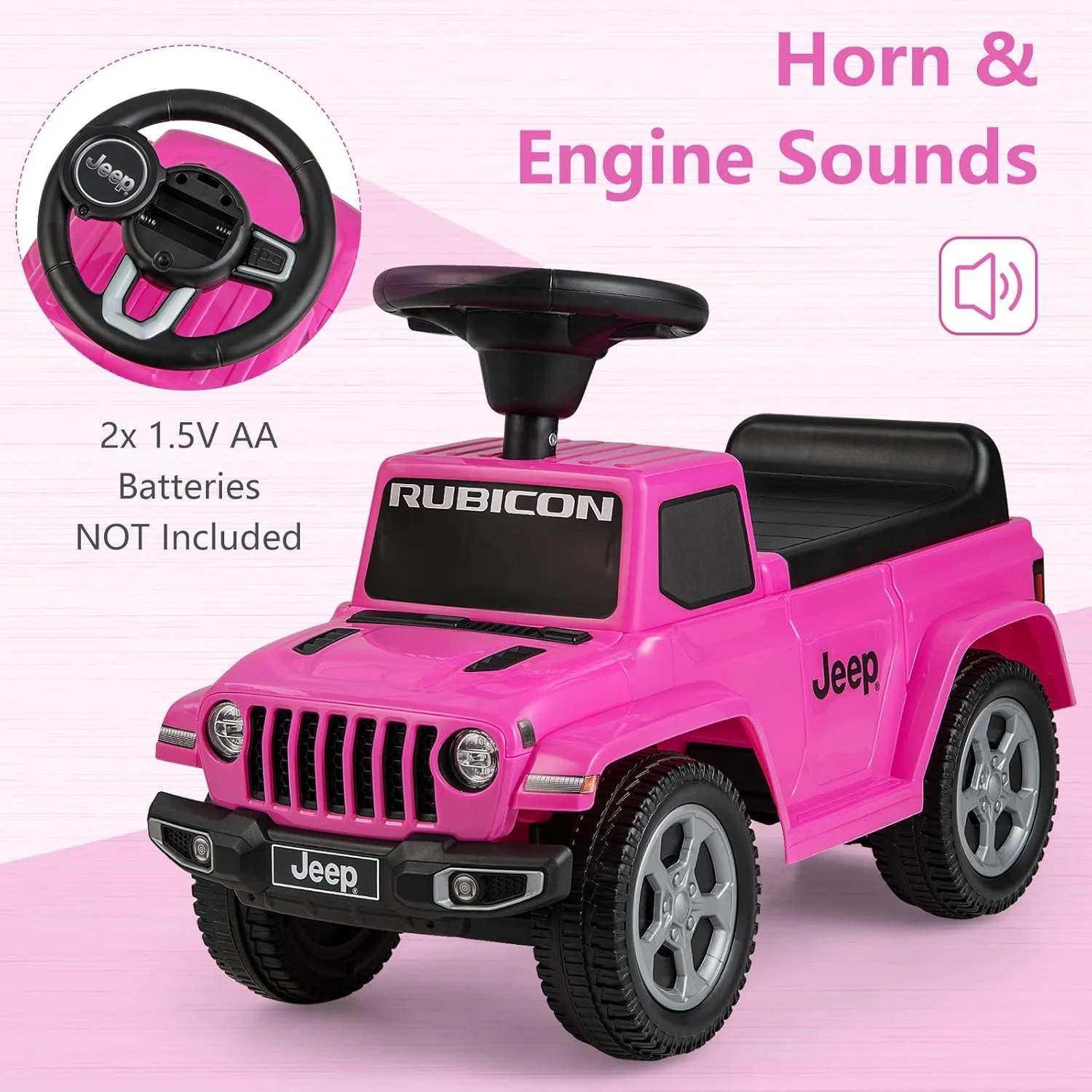 Licensed Jeep Foot-to-Floor Toddler Ride-On Push Car with Engine Sound - Image 3