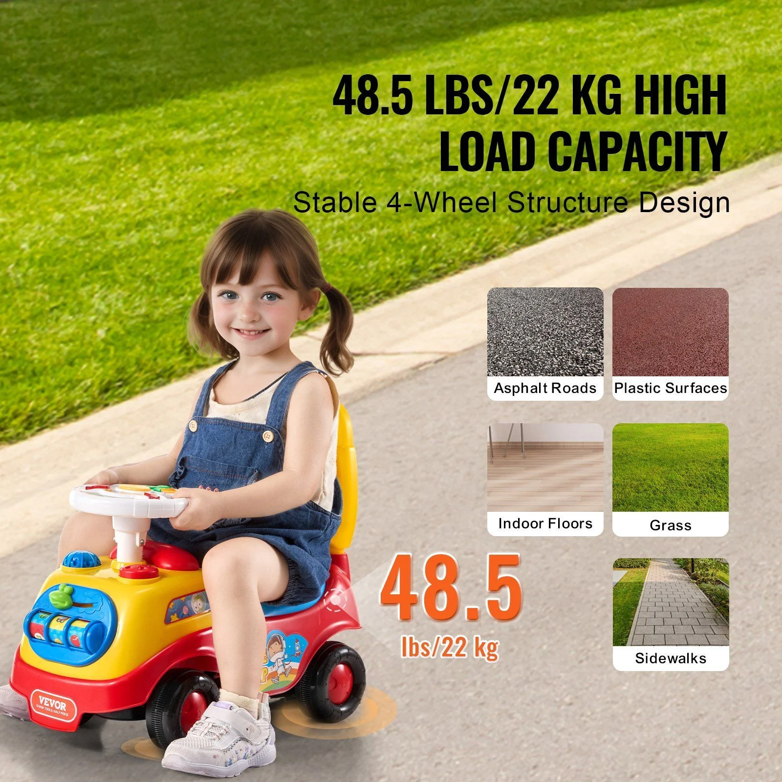 Toddler Ride-On Push Car with Music and Steering Wheel for Ages 1-3 - Image 3