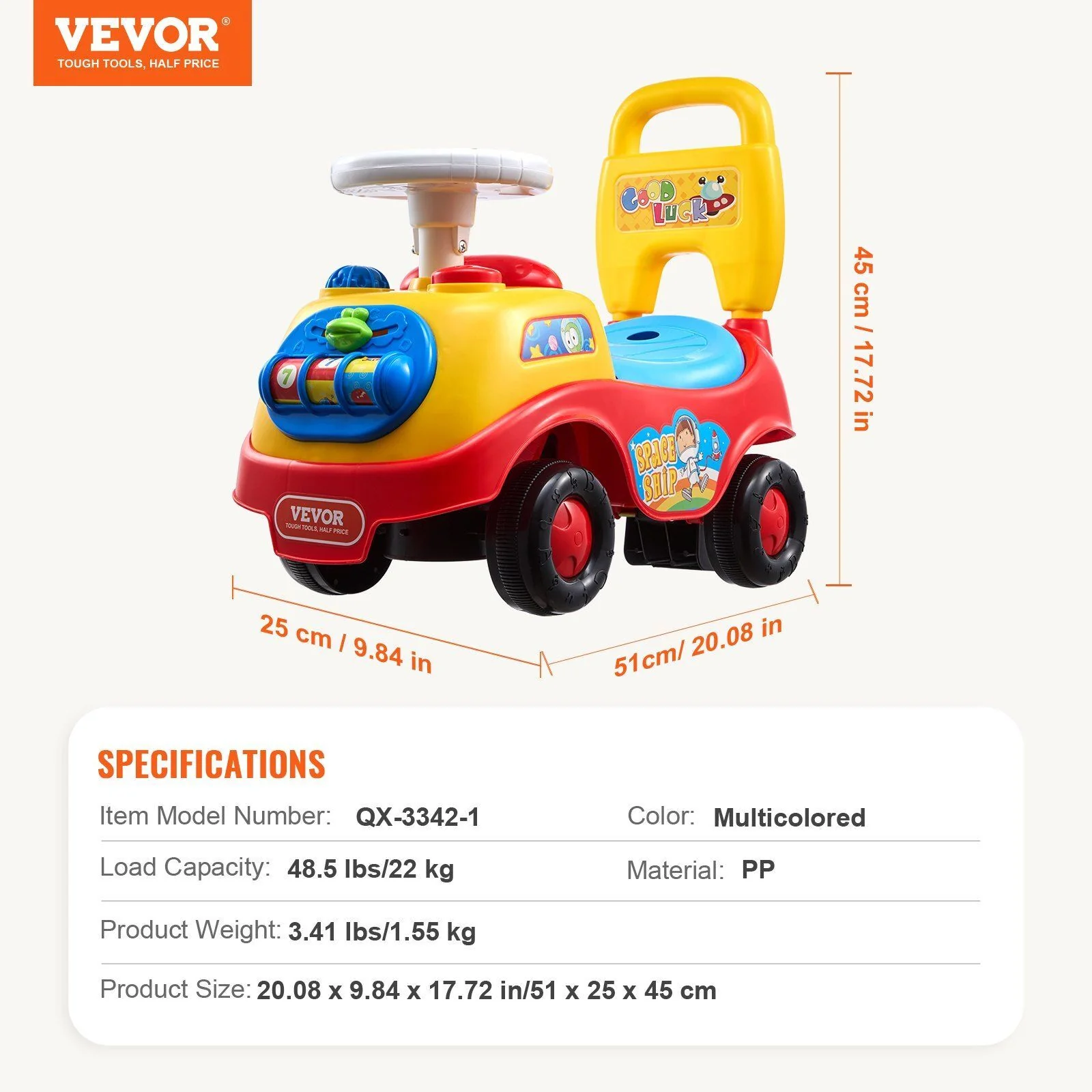 Toddler Ride-On Push Car with Music and Steering Wheel for Ages 1-3 - Image 7