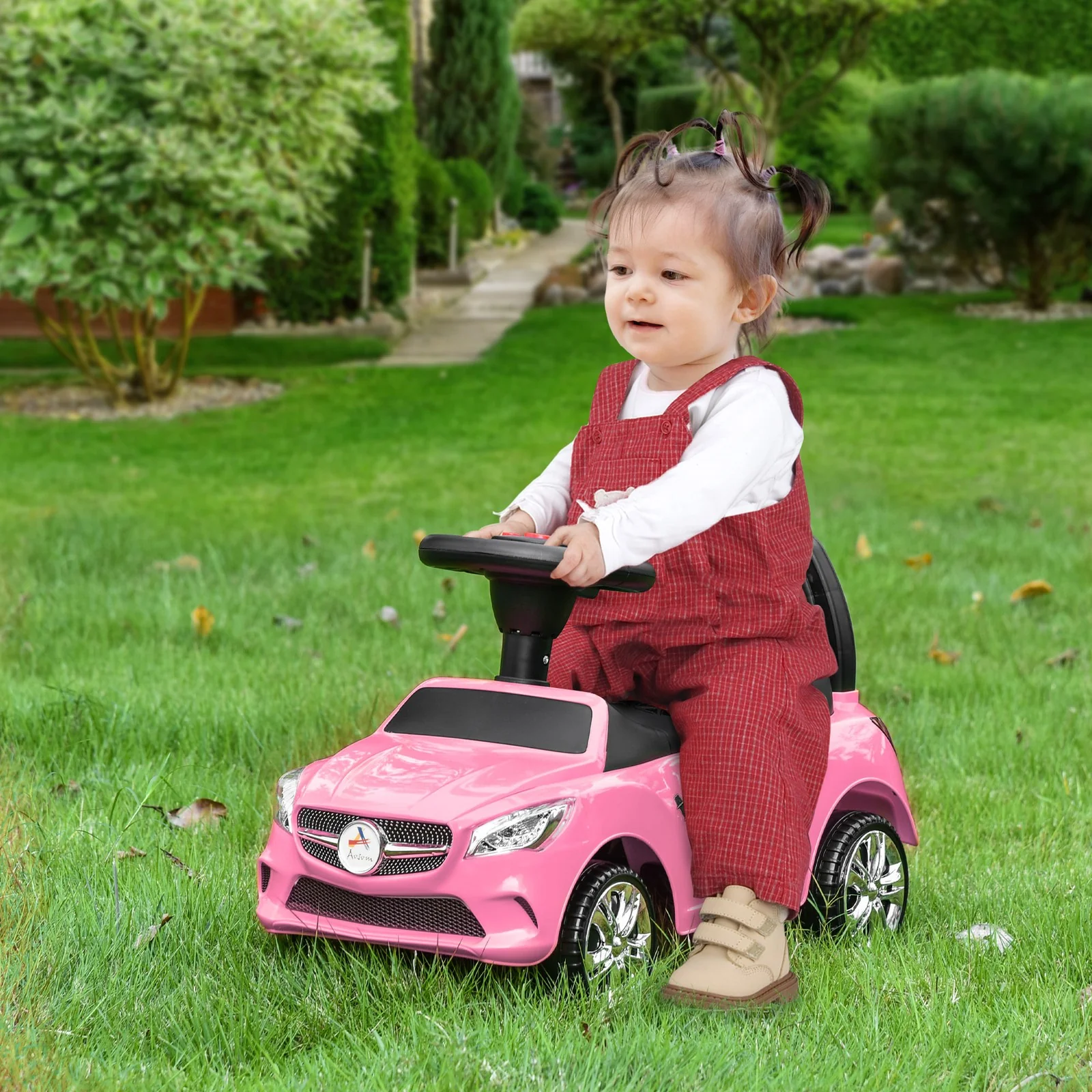 Red Baby Ride-On Sliding Car with Horn, Music, Lights, and Storage – No Power Needed - Image 2