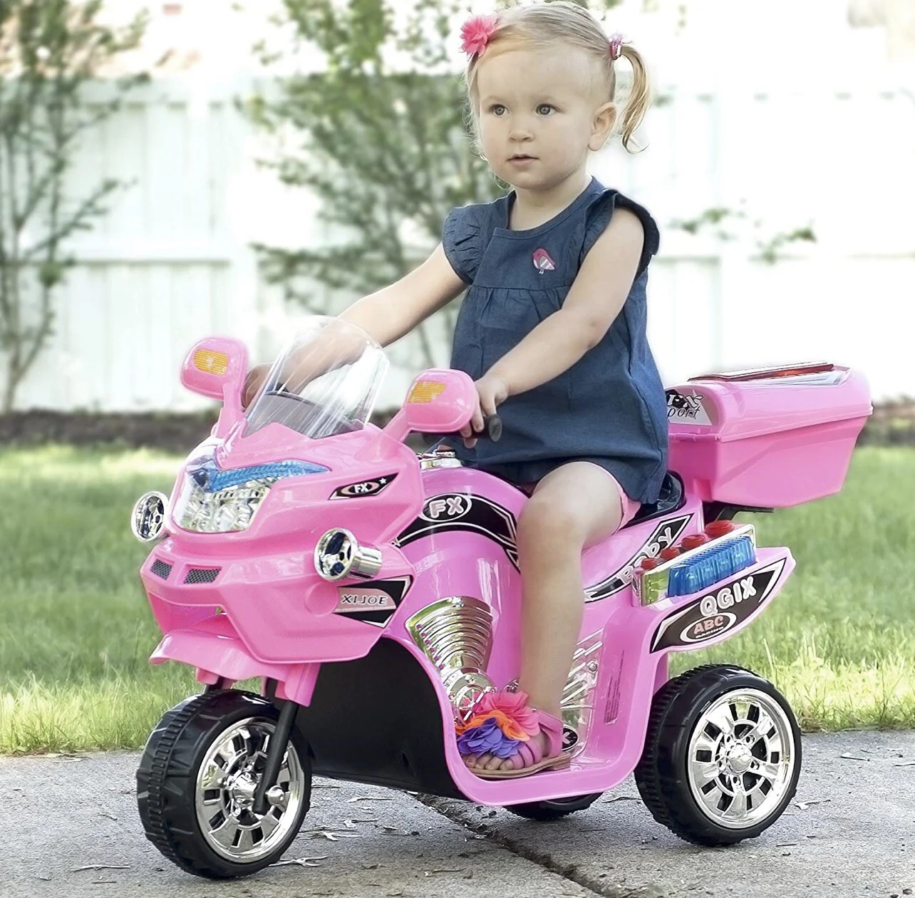 3-Wheel Ride-On Motorcycle Trike for Kids in Pink - Image 3