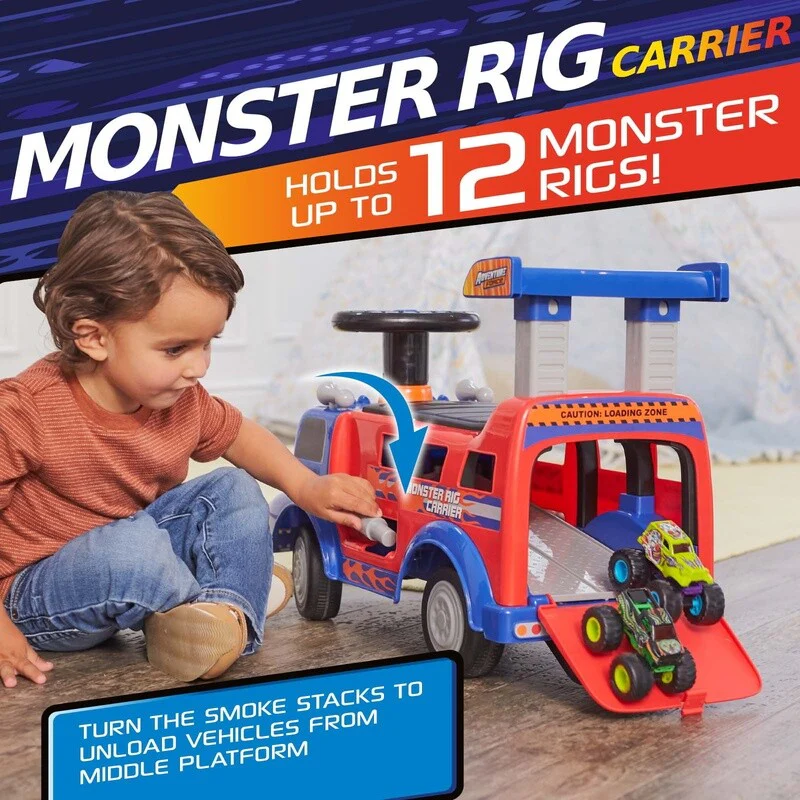 Interactive Monster Truck Ride-On Toy Carrier for Kids Ages 1-3, Supports up to 44 lbs, Unisex - Image 3