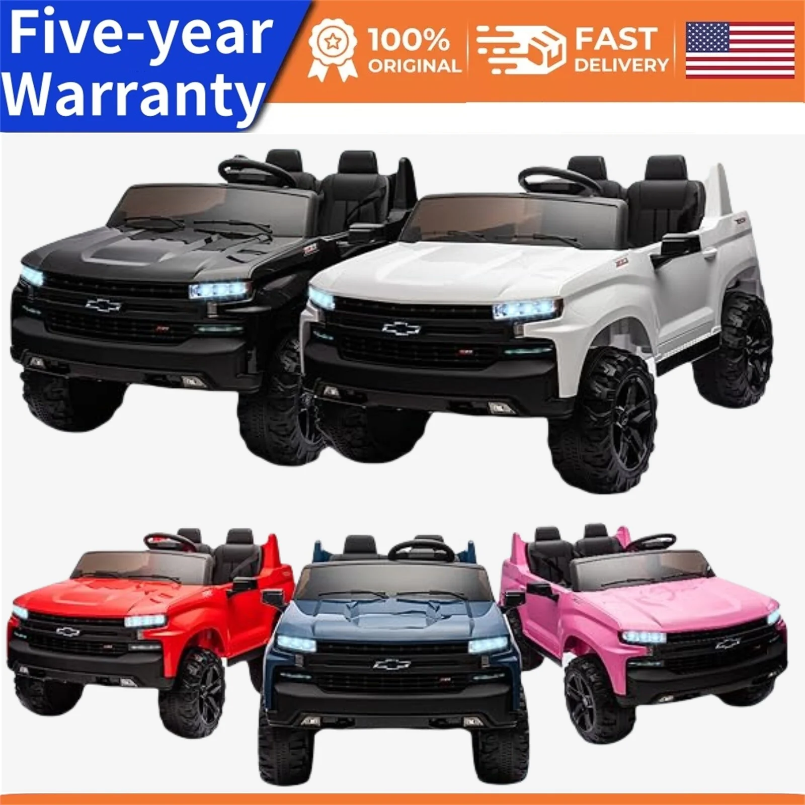 24V 2-Seater Ride-On Truck with 3 Speeds, Music, and LED Lights - Licensed Chevrolet Silverado - Image 2