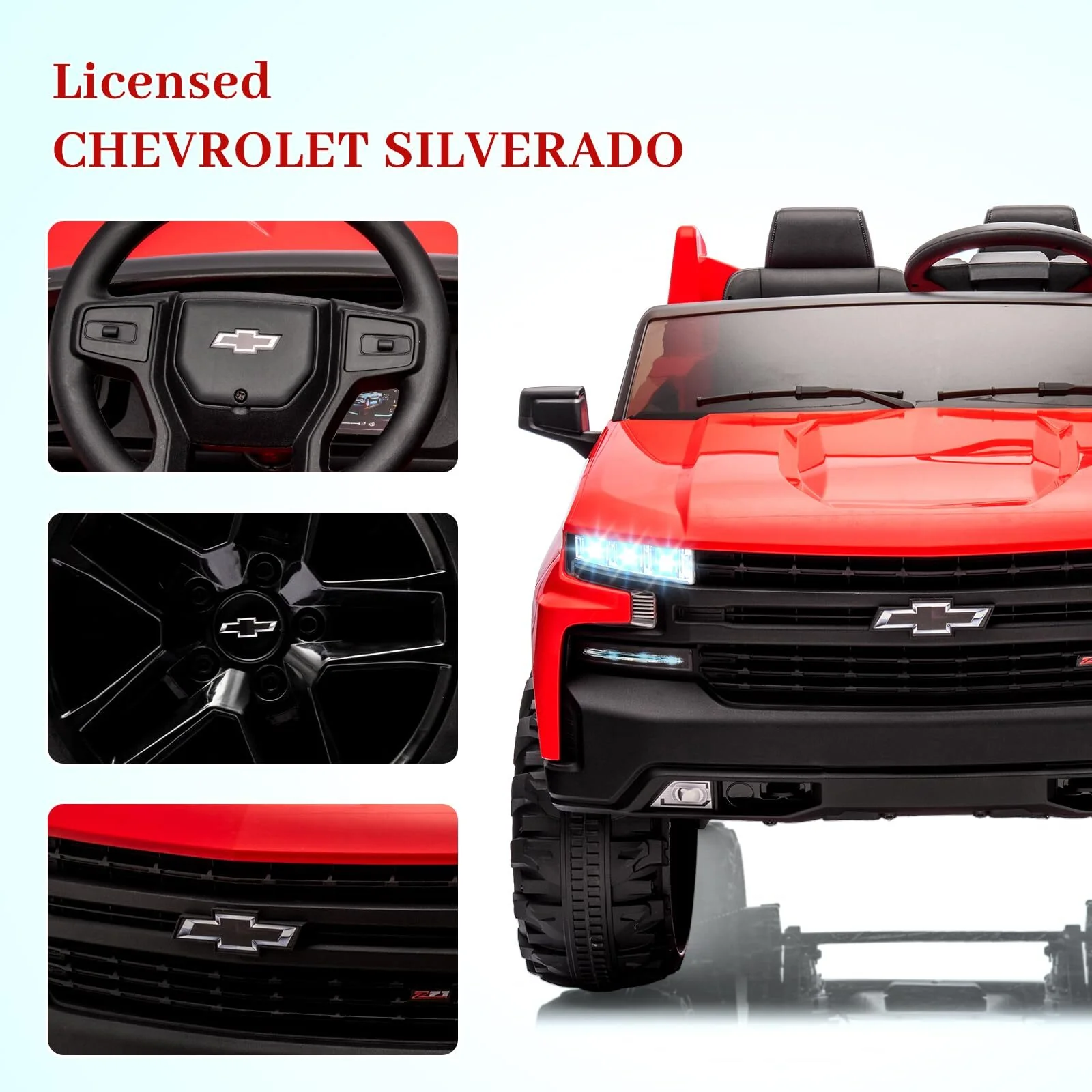 24V 2-Seater Ride-On Truck with 3 Speeds, Music, and LED Lights - Licensed Chevrolet Silverado - Image 4