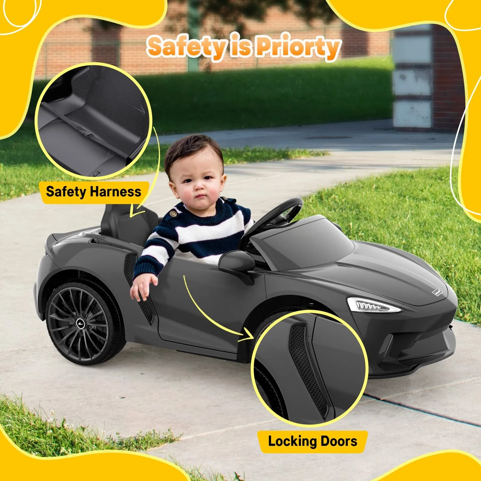 12V Licensed McLaren Battery-Powered Kids Ride-On Sports Car with 2 Speeds - Image 3