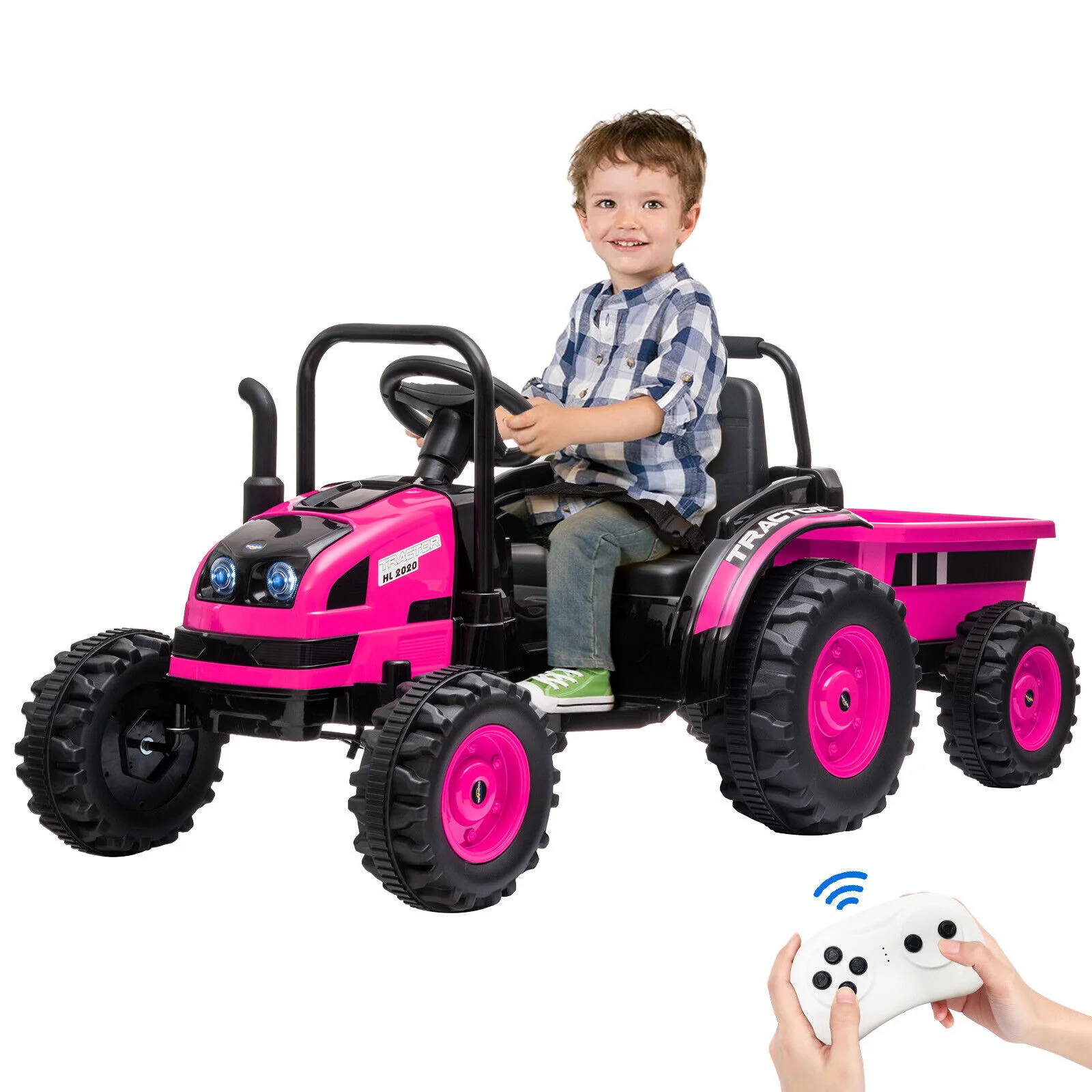 12V Battery-Powered Ride-On Tractor Car with Power Wheels and Parental Remote Control for Kids - Image 15