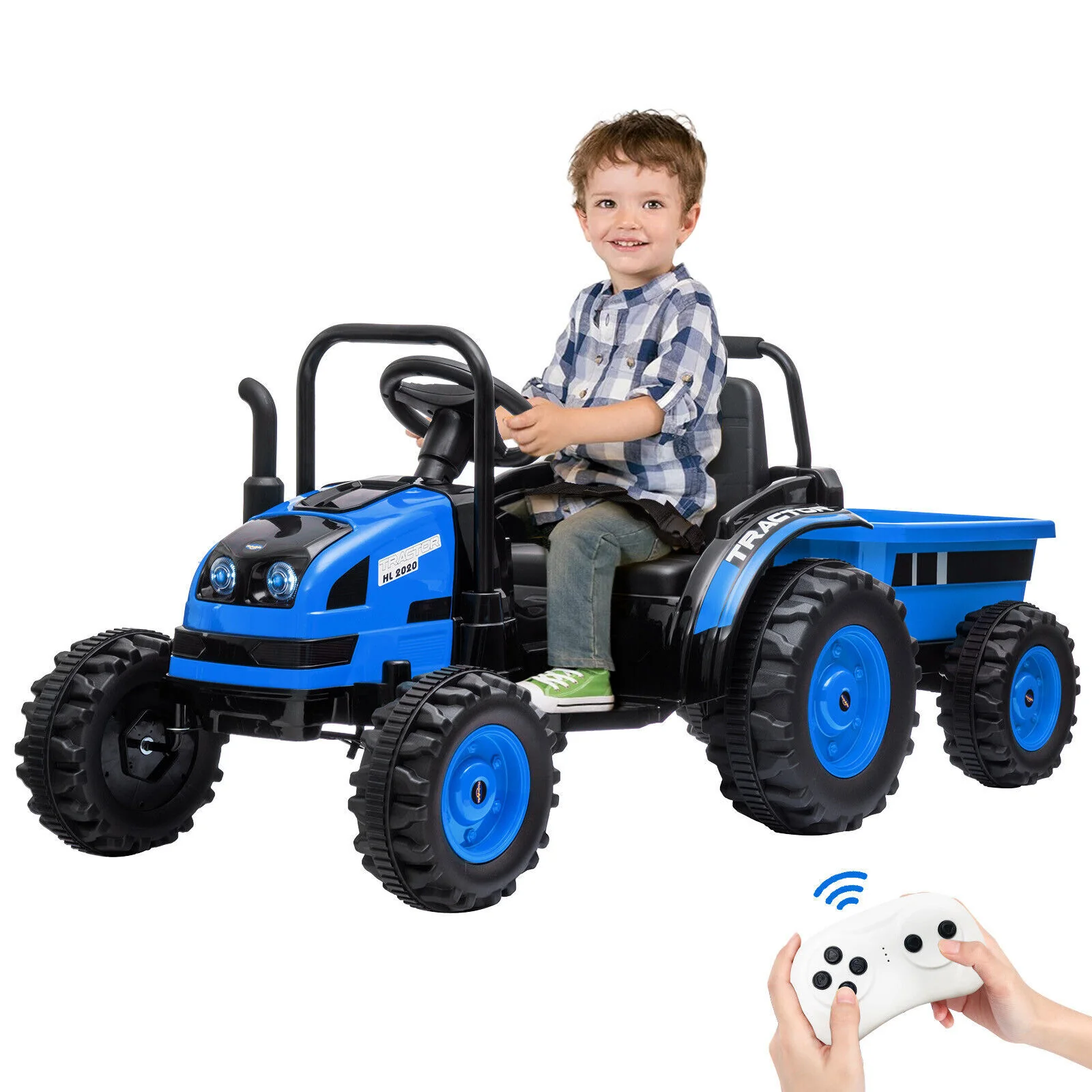 12V Battery-Powered Ride-On Tractor Car with Power Wheels and Parental Remote Control for Kids - Image 16