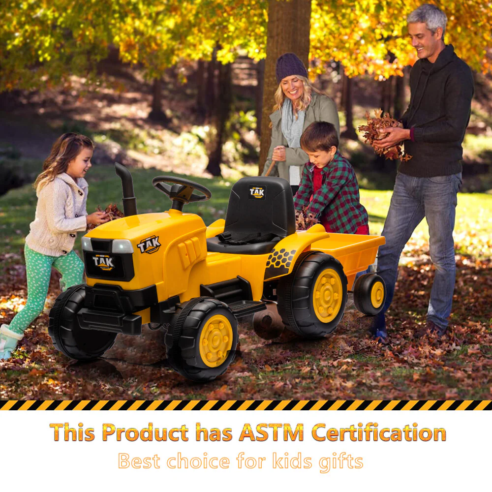 Electric Battery-Powered Ride-On Tractor and Excavator with Trailer for Kids Age 5 and Up - Image 3