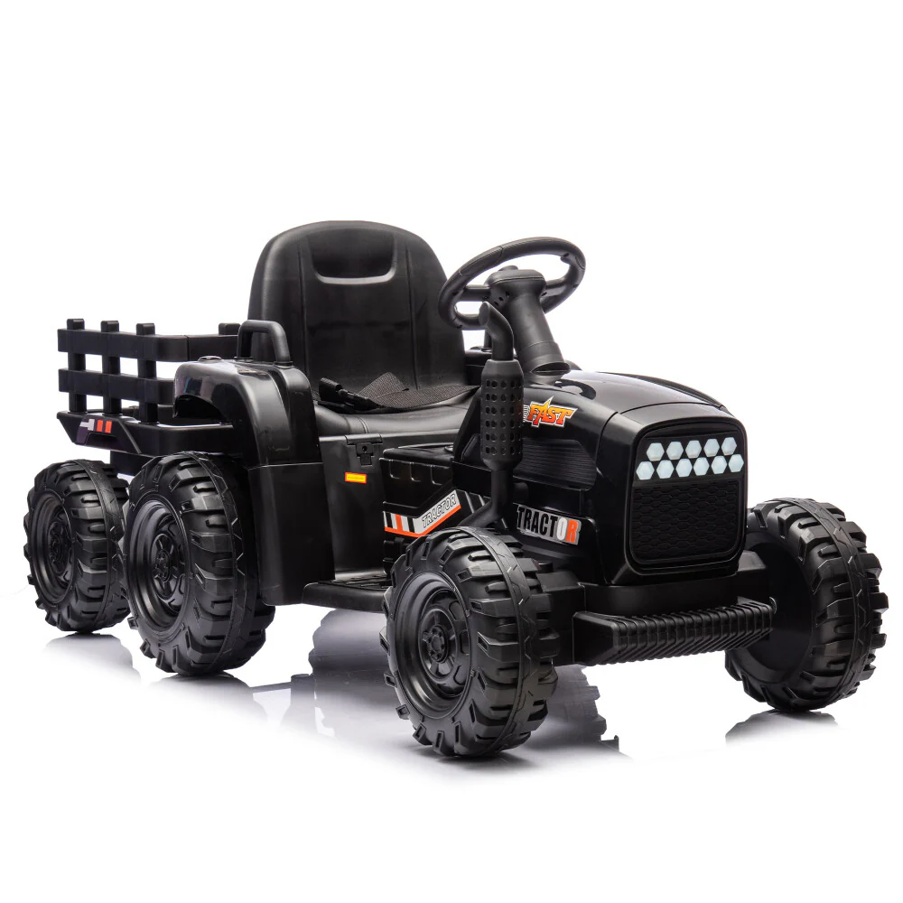 24V Battery-Powered Electric Ride-On Tractor with Trailer and Dual 200W Motors - Image 2