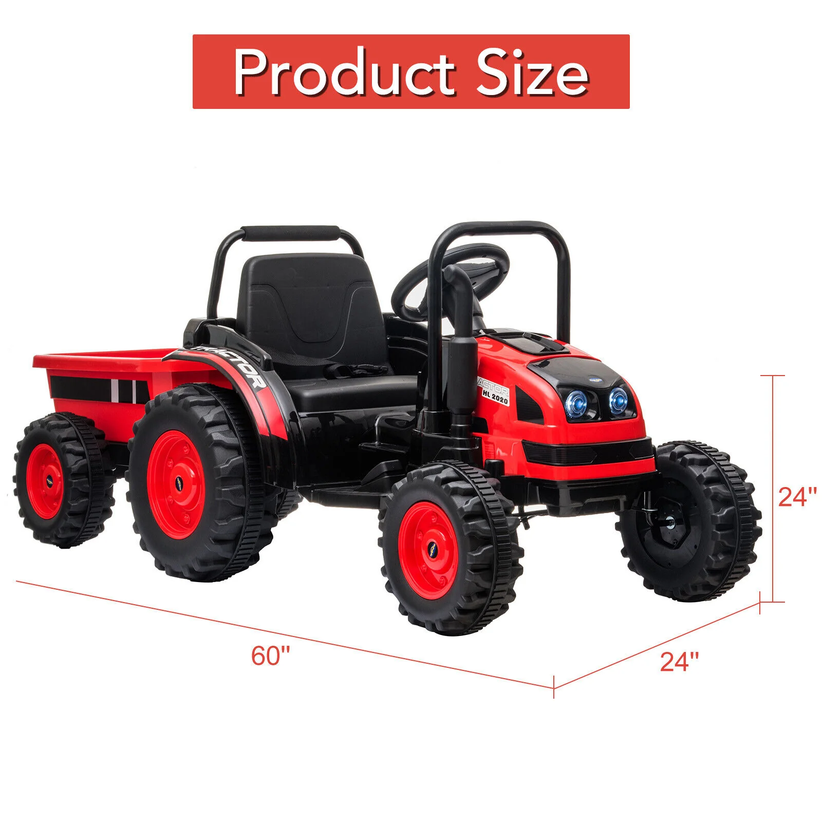 12V Battery-Powered Ride-On Tractor with Trailer and Remote Control Electric Car - Image 3