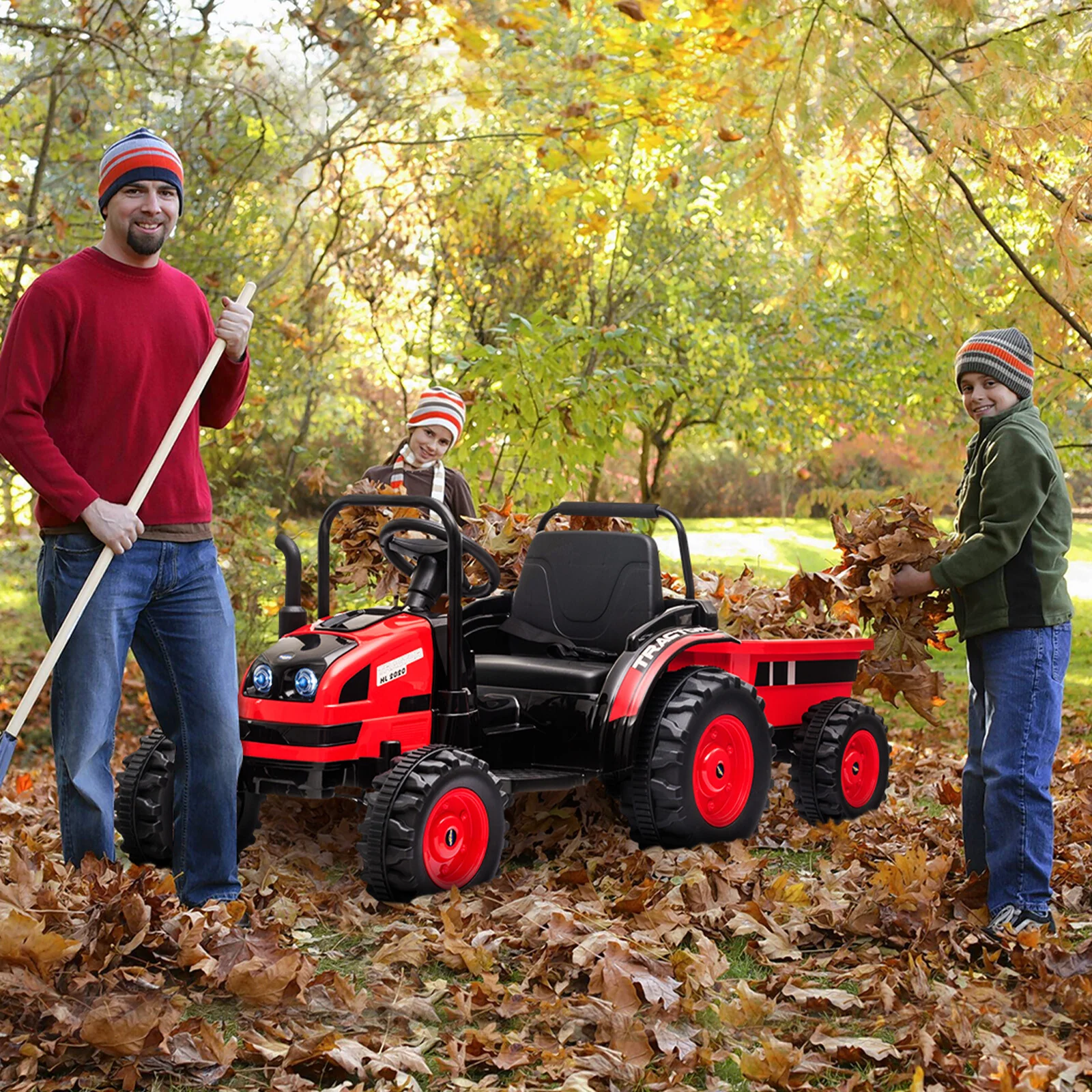 12V Battery-Powered Ride-On Tractor with Trailer and Remote Control Electric Car - Image 7