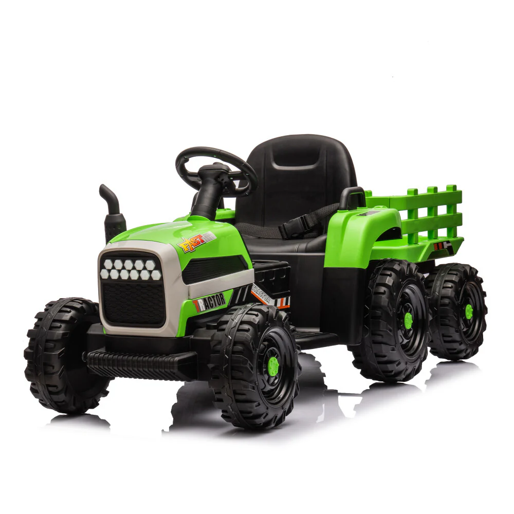 24V Battery-Powered Electric Ride-On Tractor with Trailer Toy - Image 16