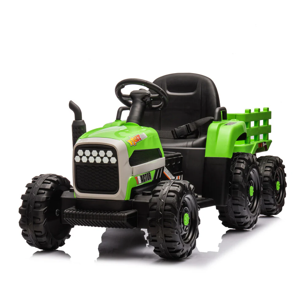 24V Battery-Powered Electric Ride-On Tractor with Trailer Toy - Image 17