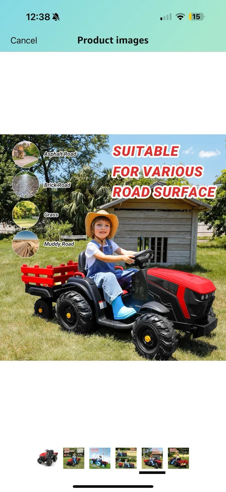 24V Battery-Powered Electric Ride-On Tractor with Trailer Toy - Image 3