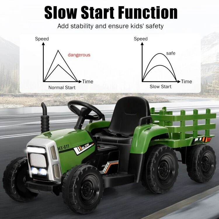 Ride-On Tractor with Trailer and Remote Control for Kids 3+ Years with Lights - Image 8