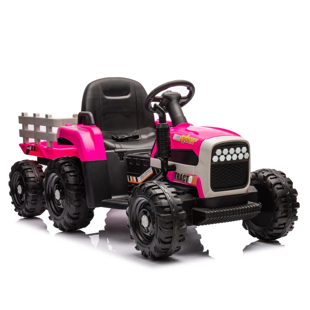 24V Battery-Powered Ride-On Electric Tractor Toy with Trailer and Dual 200W Motors - Image 5