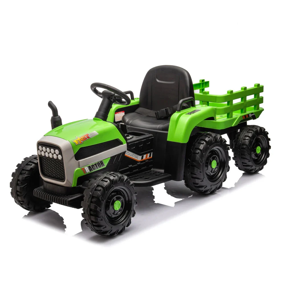 24V Battery-Powered Ride-On Electric Tractor Toy with Trailer and Dual 200W Motors - Image 9